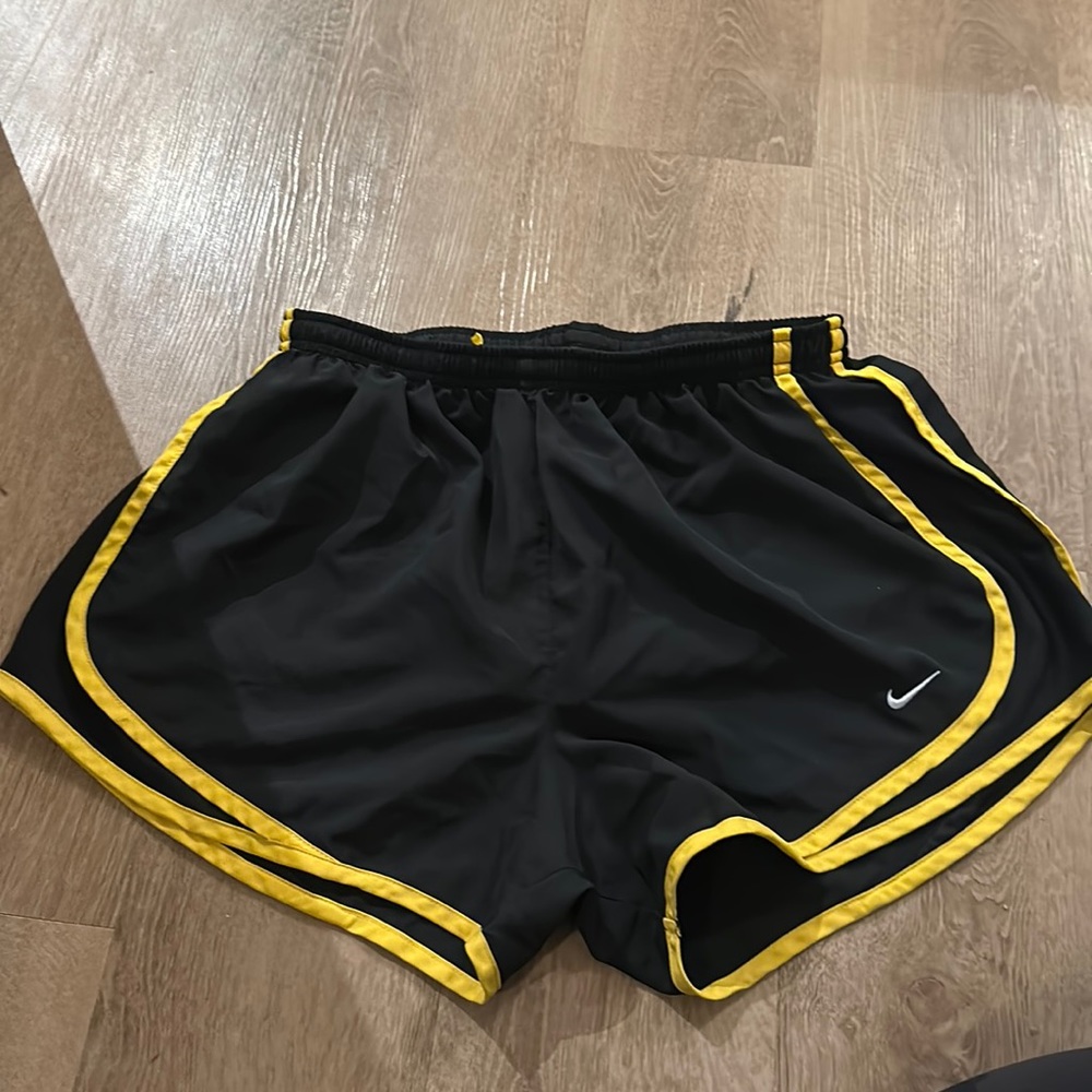 Nike black and yellow running shorts